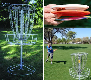 a variety of disc golf equipment